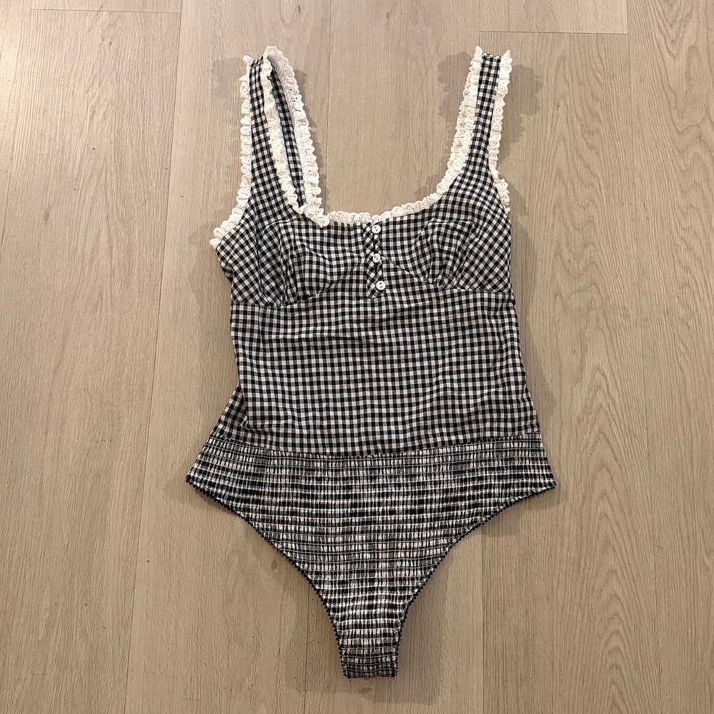 Free People x Intimately FP Cassie Bodysuit in Black/White Combo Size: M - Picture 3 of 6